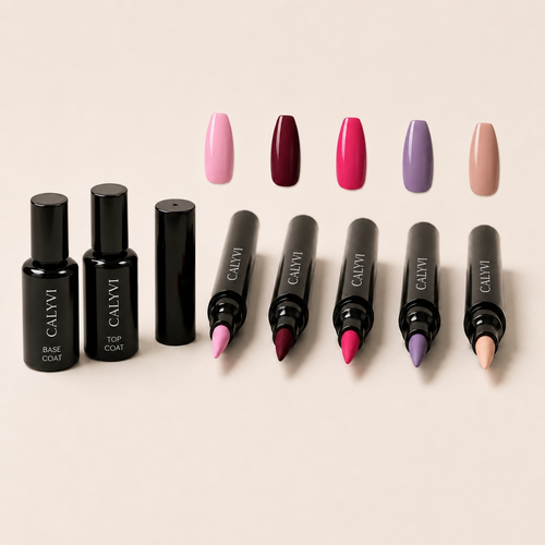 Coffret CALYVI Complète — 5 Nail Pens, Base Coat et Top Coat